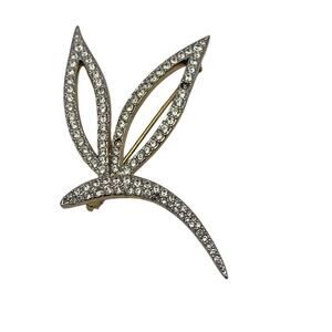 Vintage Swarovski Dragonfly Brooch Gold Tone Rhinestone